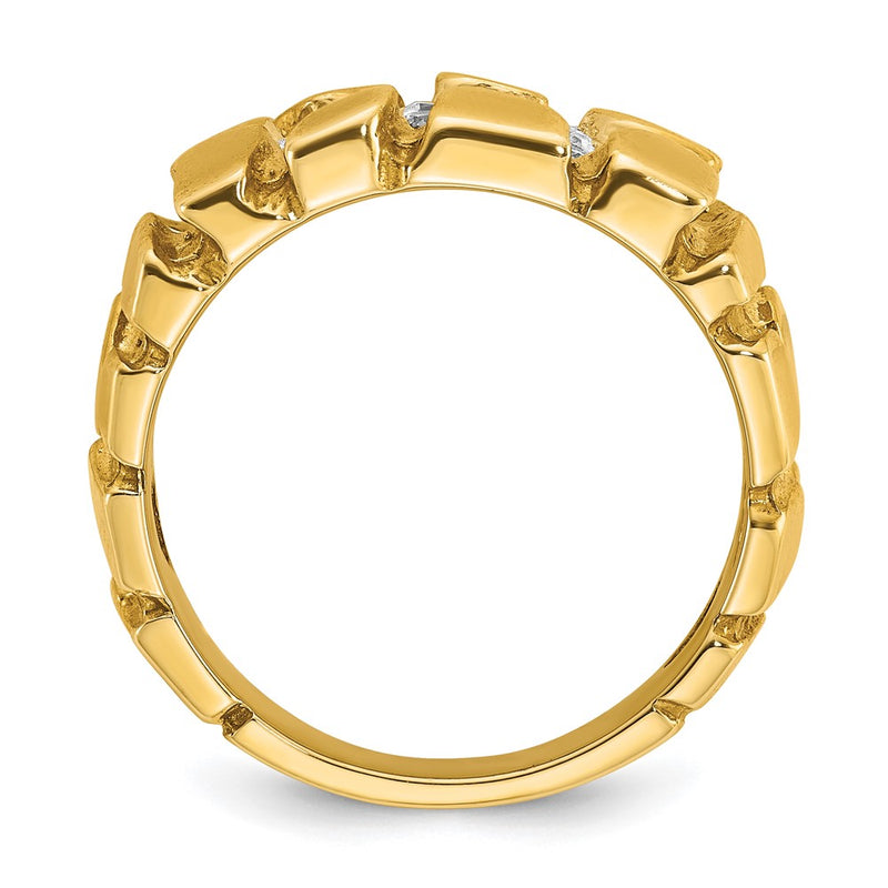 14k Yellow Gold Men's Cluster 1/2 carat Diamond Nugget Complete Ring