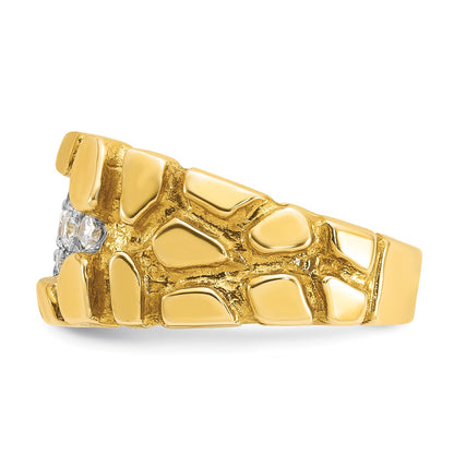 14k Yellow Gold Men's Cluster 1/2 carat Diamond Nugget Complete Ring