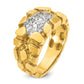 14k Yellow Gold Men's Cluster 1/2 carat Diamond Nugget Complete Ring