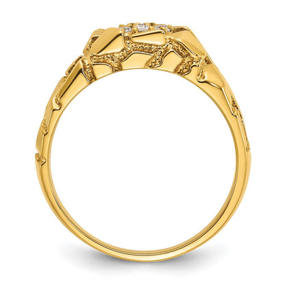 14k Yellow Gold Men's Cluster 1/4 carat Diamond Nugget Complete Ring