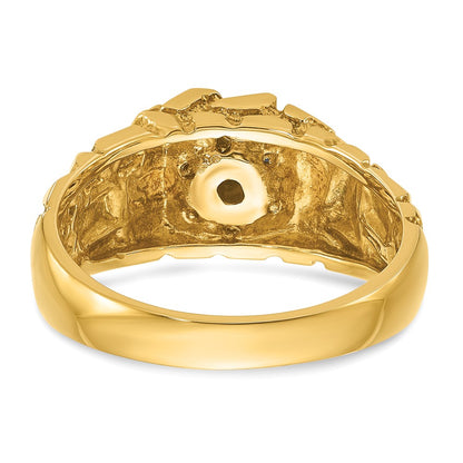 14k Yellow Gold Men's Cluster 1/4 carat Diamond Nugget Complete Ring