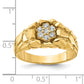 14k Yellow Gold Men's Cluster 1/4 carat Diamond Nugget Complete Ring
