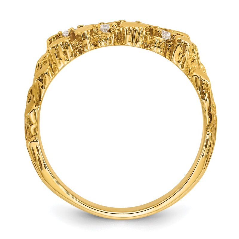 14k Yellow Gold Men's 1/3 carat Diamond Nugget Complete Ring