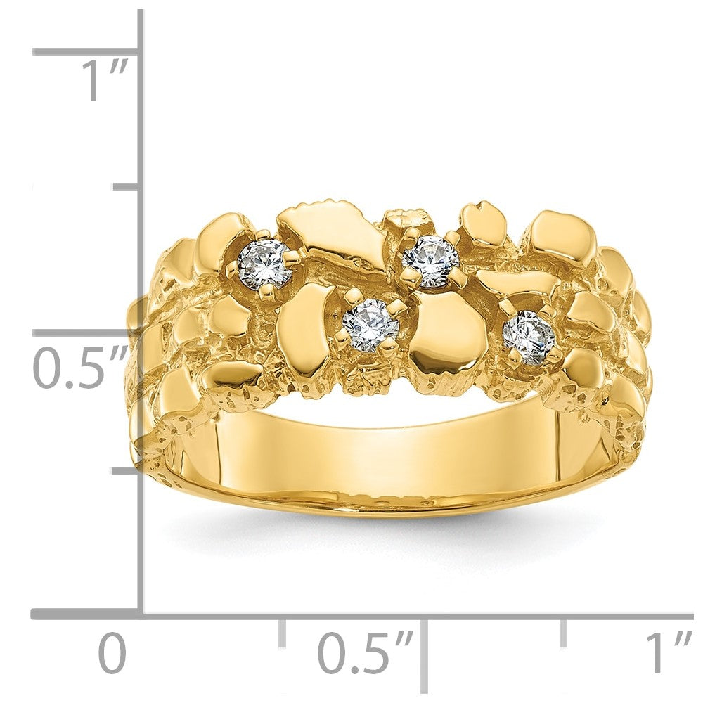 14k Yellow Gold Men's 1/3 carat Diamond Nugget Complete Ring