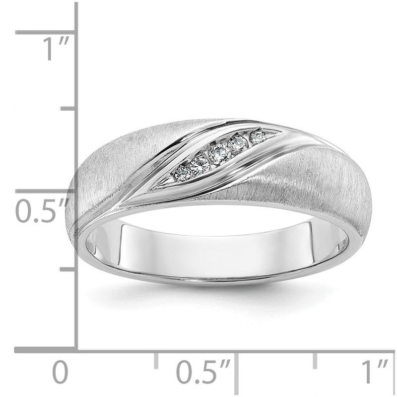 14k White Gold Men's Polished and Satin 1/15 carat Diamond Complete Ring