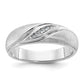 14k White Gold Men's Polished and Satin 1/15 carat Diamond Complete Ring