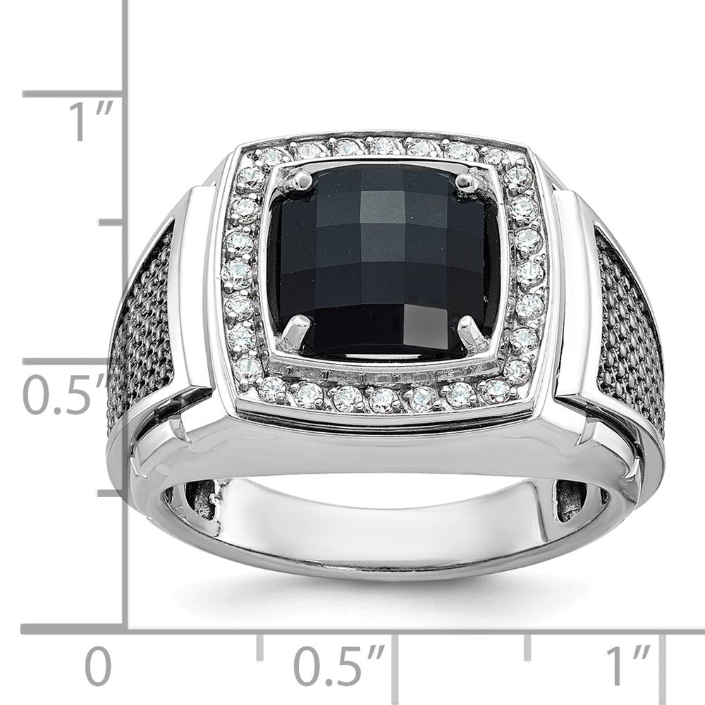 14k White Gold Men's Gemstone and Diamond Ring Mounting