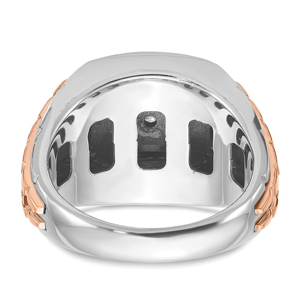 14k White/Rose Gold Two-tone Gold White/Rose Men's Onyx and 1/10 carat Diamond Complete Ring