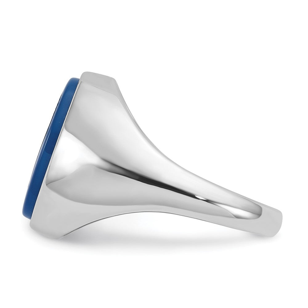 14k White Gold Men's Blue Agate Complete Ring