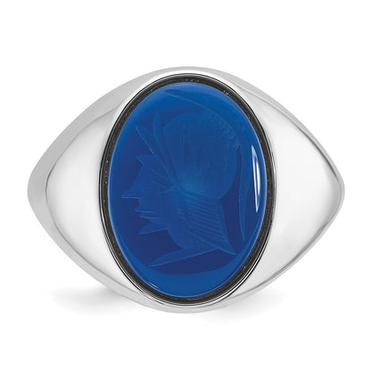 14k White Gold Men's Blue Agate Complete Ring