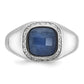 14k White Gold Men's Sapphire Doublet Stone and 1/5 carat Diamond Complete Ring