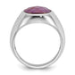 14k White Gold Men's Oval Ruby Doublet Stone and 1/15 carat Diamond Complete Ring