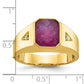 14k Yellow Gold Men's Ruby Doublet Stone and 1/20 carat Diamond Complete Ring
