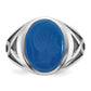 14k White Gold Men's with Black Rhodium Blue Agate Complete Ring
