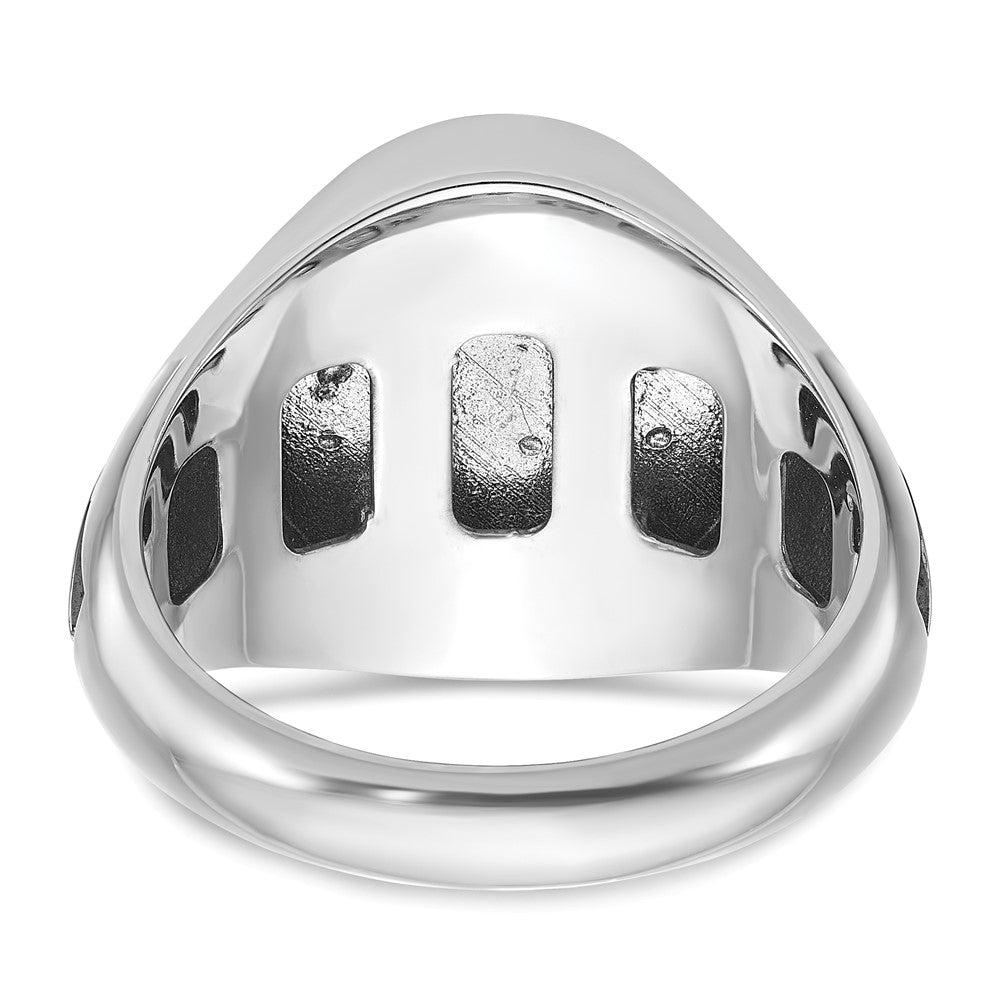 14k White Gold Men's with Black Rhodium Blue Agate Complete Ring