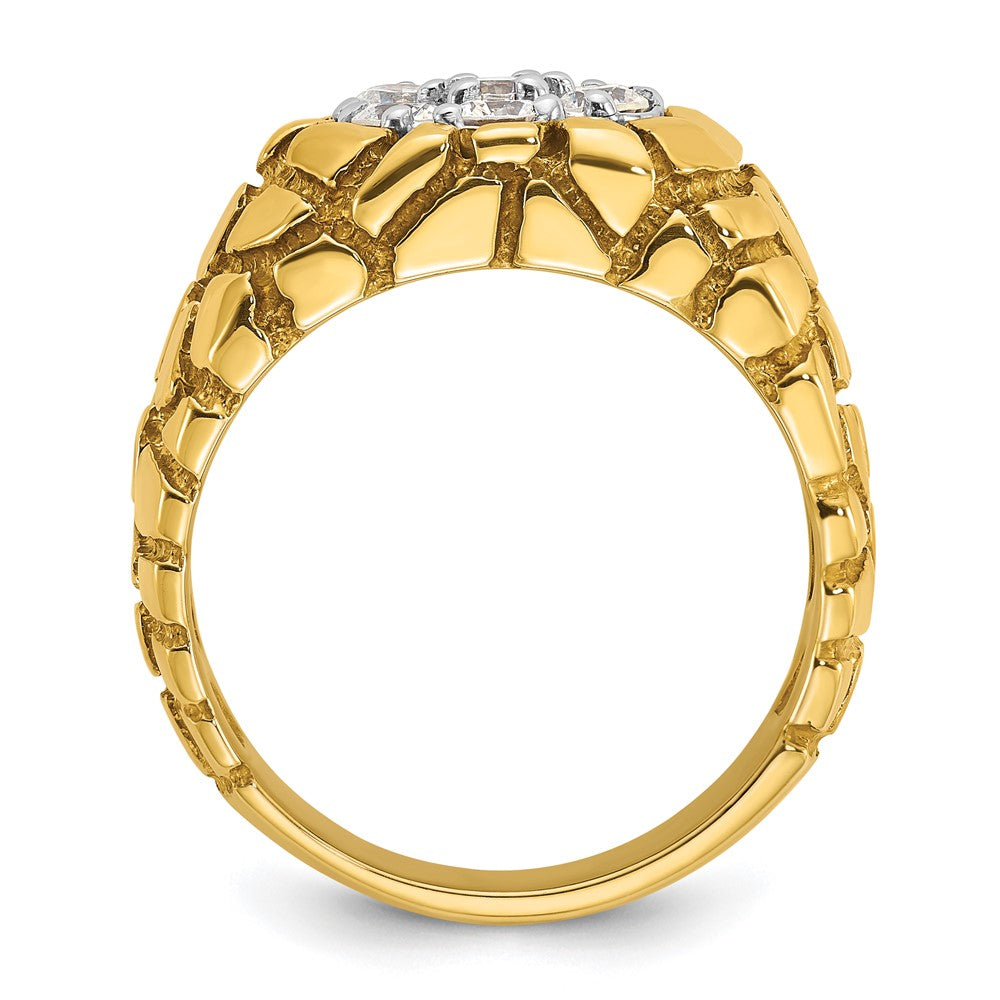 14k Two-tone Gold Men's Two-tone Gold Men's 1 carat Diamond Nugget Cluster Complete Ring