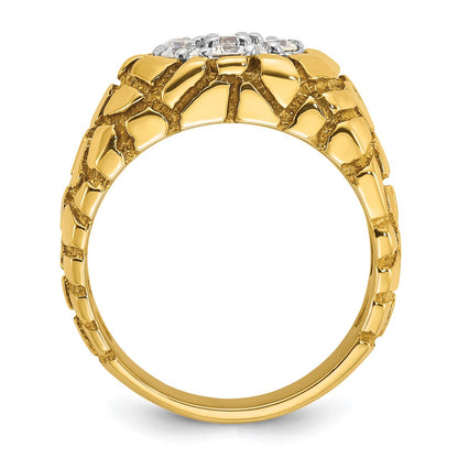 14k Two-tone Gold Men's Two-tone Gold Men's 1 carat Diamond Nugget Cluster Complete Ring