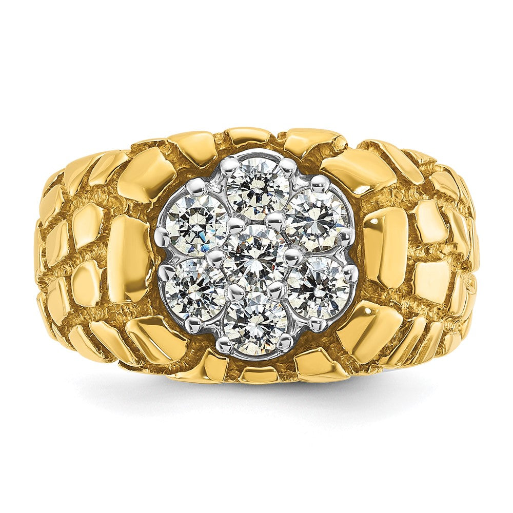 14k Two-tone Gold Men's Two-tone Gold Men's 1 carat Diamond Nugget Cluster Complete Ring