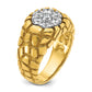 14k Two-tone Gold Men's Two-tone Gold Men's 1 carat Diamond Nugget Cluster Complete Ring