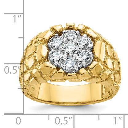 14k Two-tone Gold Men's Two-tone Gold Men's 1 carat Diamond Nugget Cluster Complete Ring