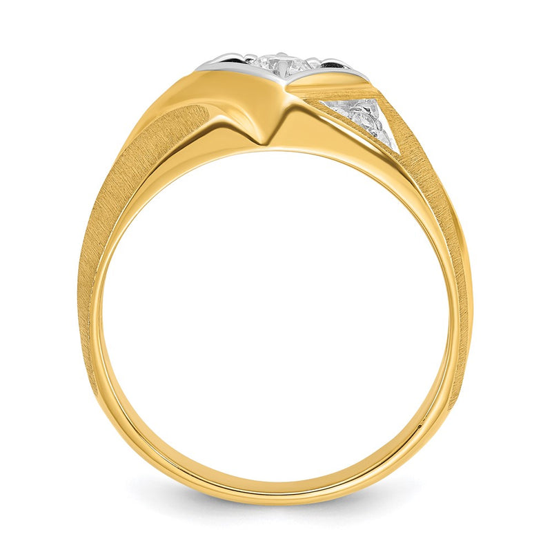 14k Two-tone Gold Two-tone Gold Men's Satin Diamond Complete Ring