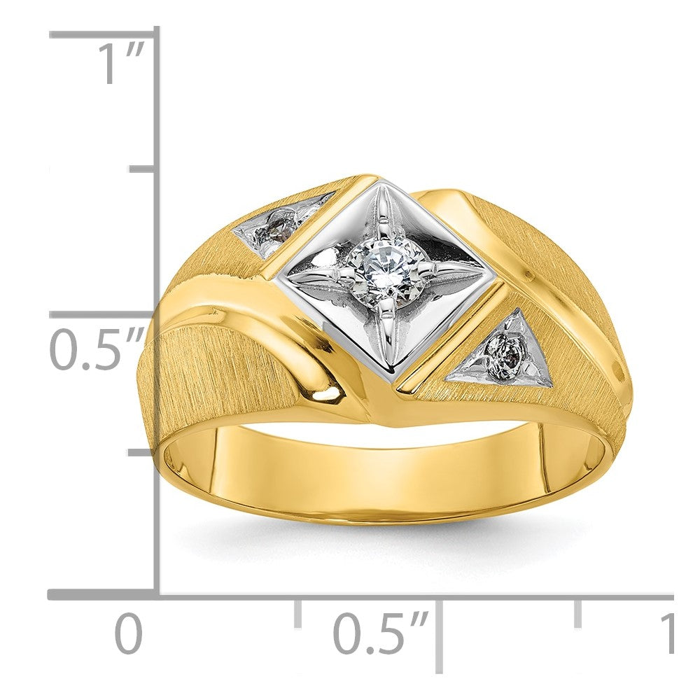 14k Two-tone Gold Two-tone Gold Men's Satin Diamond Complete Ring