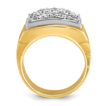 14k Two-tone Gold Men's Polished and Satin 3 carat Diamond Complete Ring