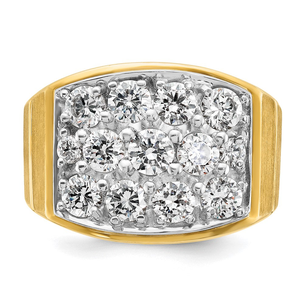 14k Two-tone Gold Men's Polished and Satin 3 carat Diamond Complete Ring