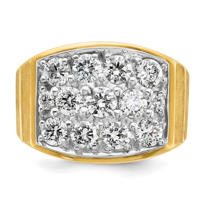 14k Two-tone Gold Men's Polished and Satin 3 carat Diamond Complete Ring