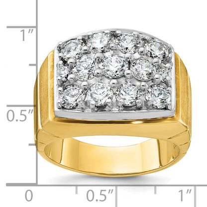 14k Two-tone Gold Men's Polished and Satin 3 carat Diamond Complete Ring