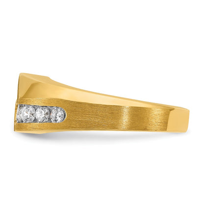 14k Yellow Gold Men's Polished and Satin 1 carat Diamond Complete Ring