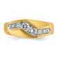 14k Yellow Gold Men's Polished and Satin 1 carat Diamond Complete Ring