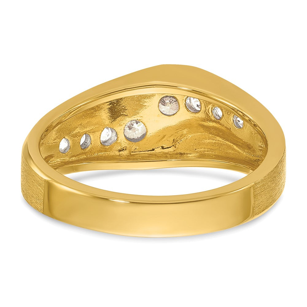 14k Yellow Gold Men's Polished and Satin Diamond Ring Mounting