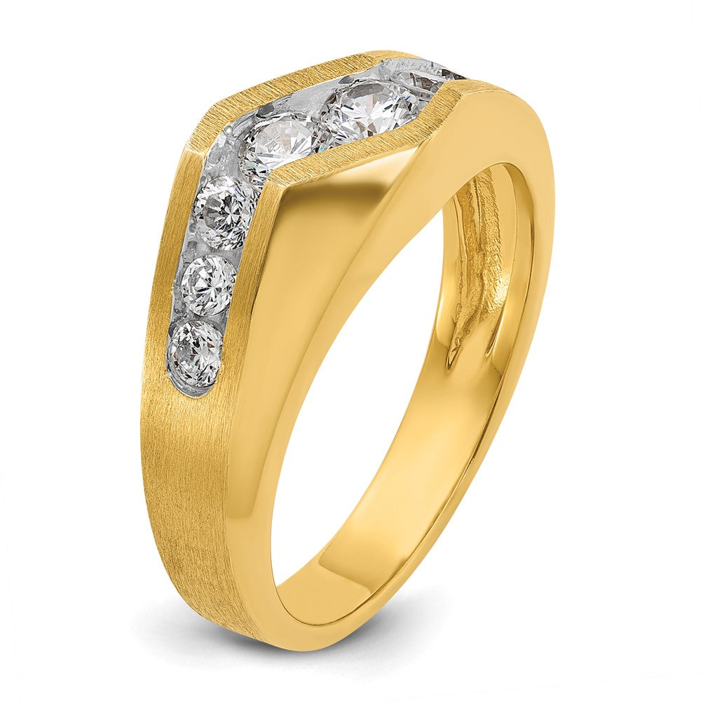 14k Yellow Gold Men's Polished and Satin 1 carat Diamond Complete Ring