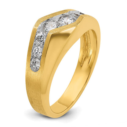 14k Yellow Gold Men's Polished and Satin 1 carat Diamond Complete Ring