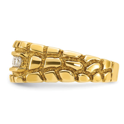 14k Yellow Gold Men's 1/3 carat Diamond Nugget Complete Ring