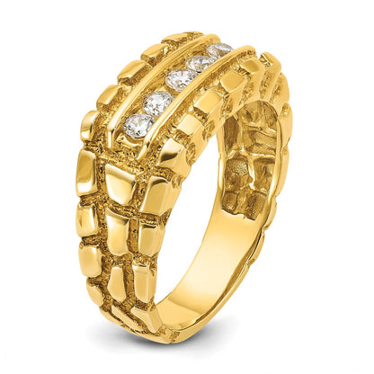14k Yellow Gold Men's 1/3 carat Diamond Nugget Complete Ring
