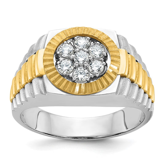 14k Two-tone Gold Men's 1/2 carat Diamond Complete Ring