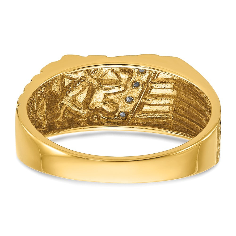 14k Yellow Gold Men's Diamond Nugget Complete Ring