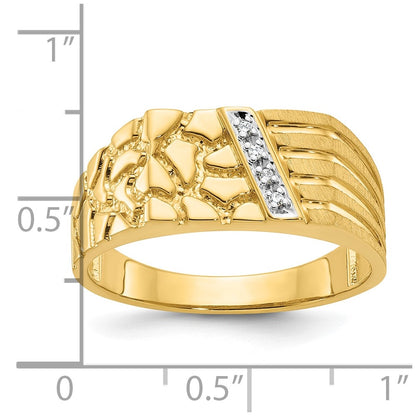 14k Yellow Gold Men's Diamond Nugget Complete Ring