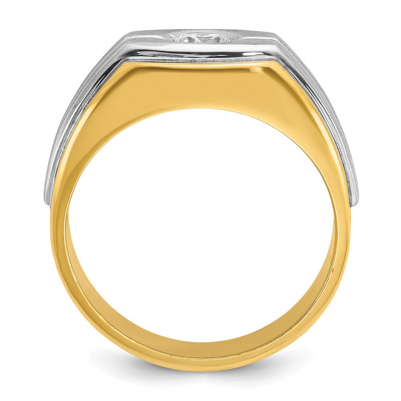14k Two-tone Gold Men's Polished and Satin 1/3 carat Diamond Complete Ring