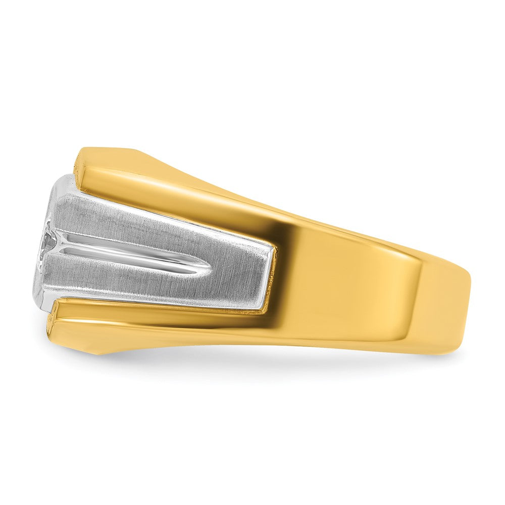14k Two-tone Gold Men's Polished and Satin 1/3 carat Diamond Complete Ring