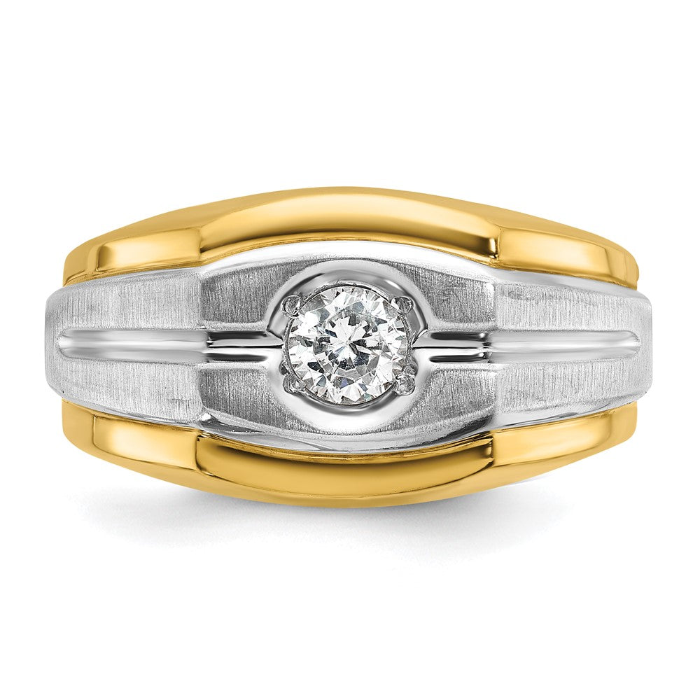 14k Two-tone Gold Men's Polished and Satin 1/3 carat Diamond Complete Ring