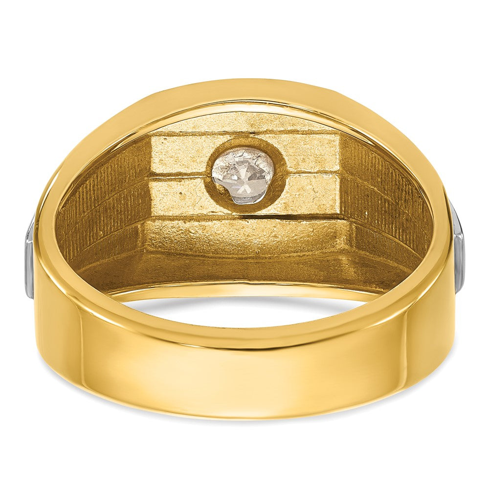 14k Two-tone Gold Men's Polished and Satin 1/3 carat Diamond Complete Ring