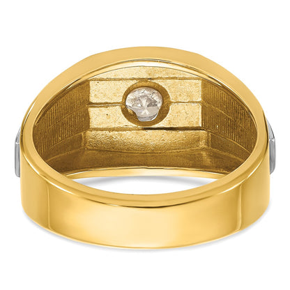14k Two-tone Gold Men's Polished and Satin 1/3 carat Diamond Complete Ring