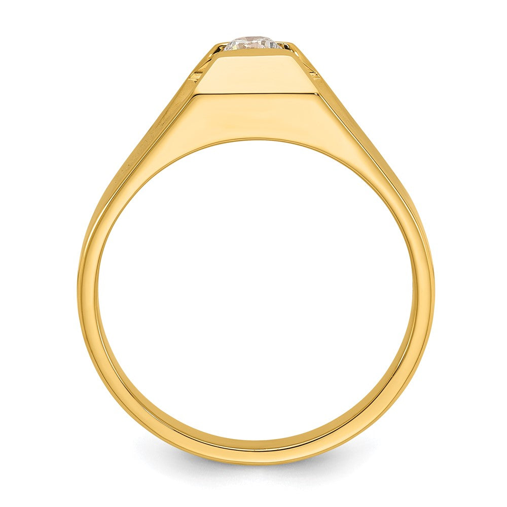 14k Yellow Gold Men's Polished 1/4 carat Diamond Complete Ring