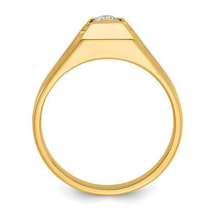 14k Yellow Gold Men's Polished 1/4 carat Diamond Complete Ring