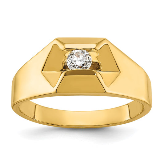 14k Yellow Gold Men's Polished 1/4 carat Diamond Complete Ring