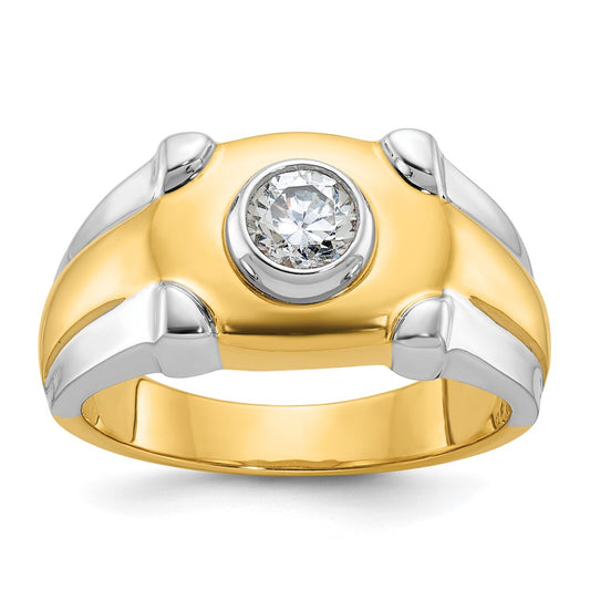 14k Two-tone Gold Men's 1/2 carat Diamond Complete Ring