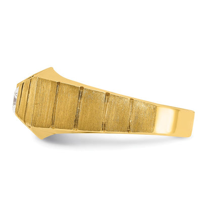 14k Yellow Gold Men's Polished and Satin 1/3 carat Diamond Complete Ring